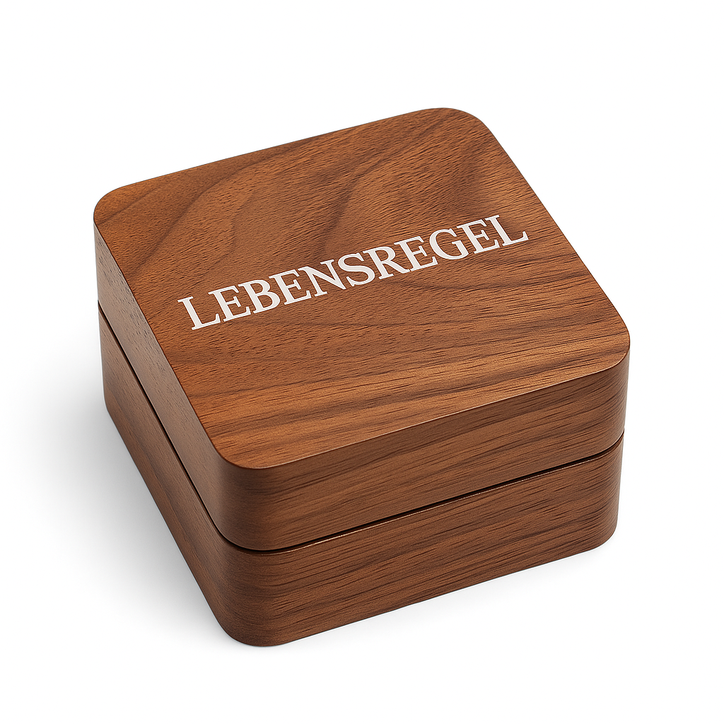 LEBENSREGEL Ringbox aus Holz